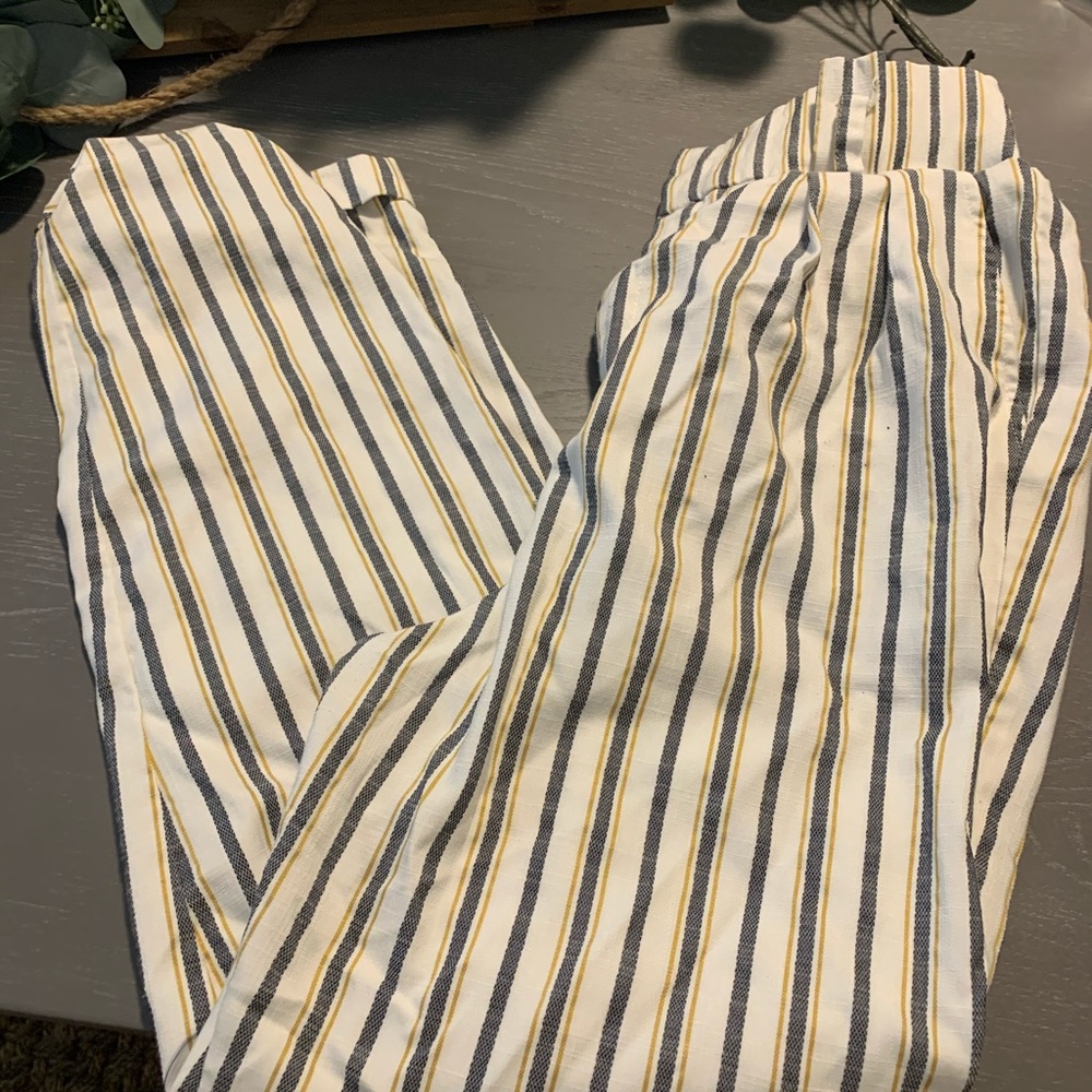 Striped paper bag pants
